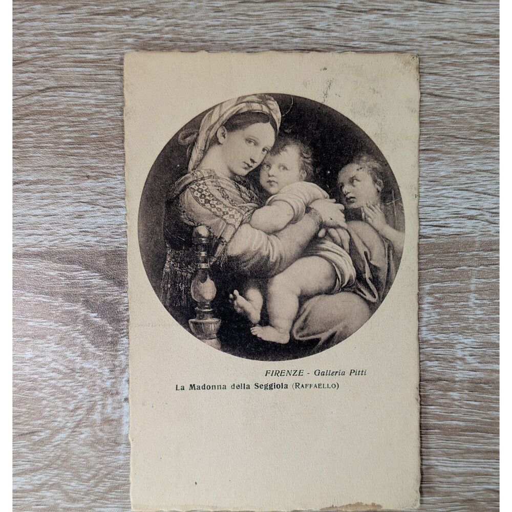 Antique Italy Postcard Firenze Madonna della Seggiola Raphael Posted USA